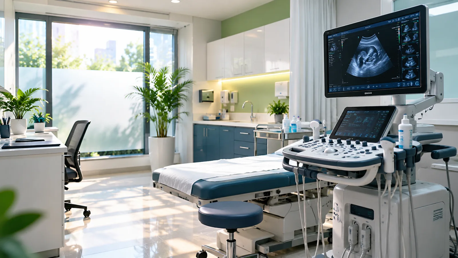 Illustrative modern ultrasound examination suite